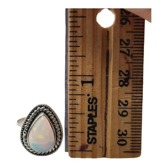 Ethiopian Opal Ring Natural Gemstone 925 Solid Sterling Silver Handmade Designer - Picture 7 of 7